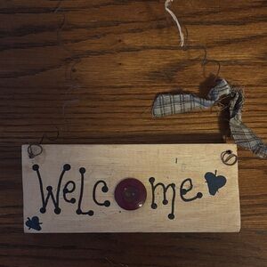 Rustic Welcome Sign with Heart Accents